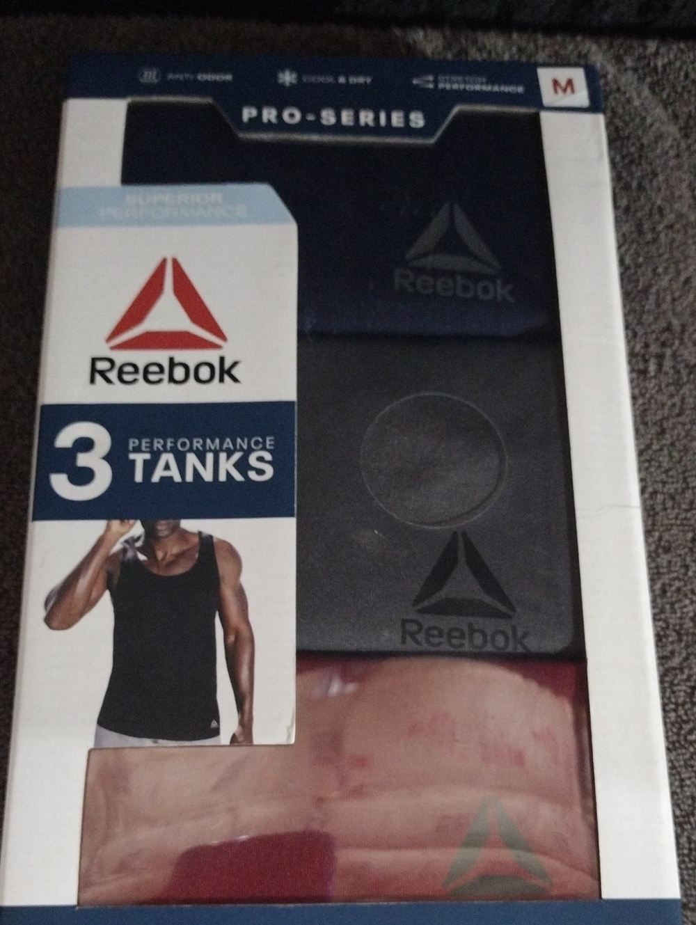 Reebok Men’s Performance Tank Tops – Black, Gray, Red (3-Pack)